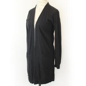 Nordstrom Halogen Wool/Cashmere Soft Warm Open Front Black Cardigan Duster XS